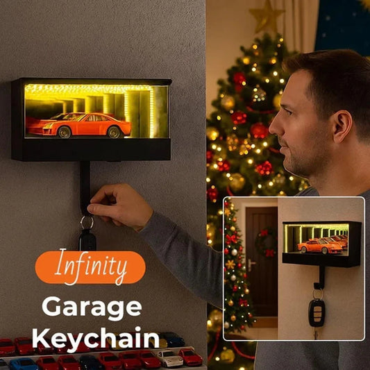 💥Infinite Garage Key Rack - LED Light Tunnel Display for Keys & Model Cars🏎
