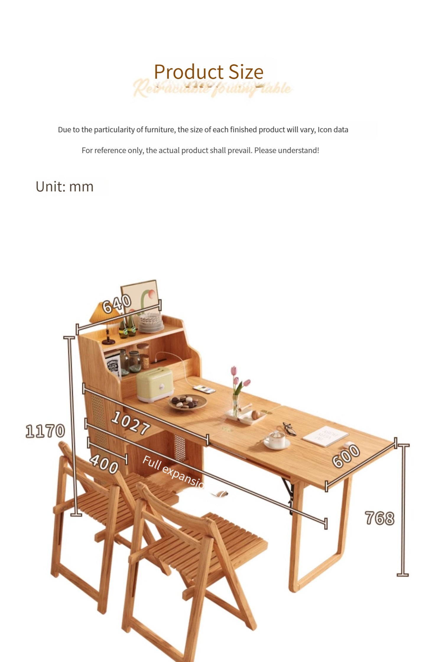 🌟Solid wood folding dining table, household small unit telescopic dining table, invisible storage, sideboard cabinet