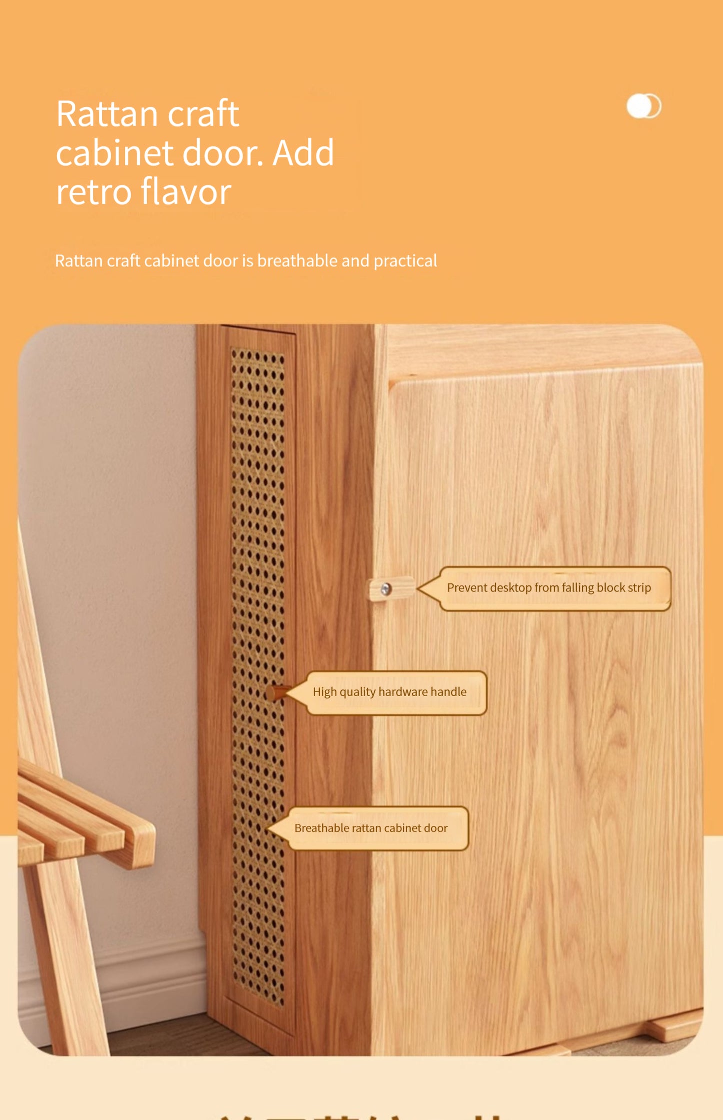 🌟Solid wood folding dining table, household small unit telescopic dining table, invisible storage, sideboard cabinet