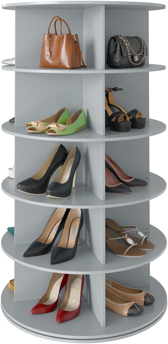 👜👠7 Tier Rotating Shoe Rack Tower, Spinning Shoe Display Lazy Susan, Revolving 360 Shoe Rack Storage Round Carousel