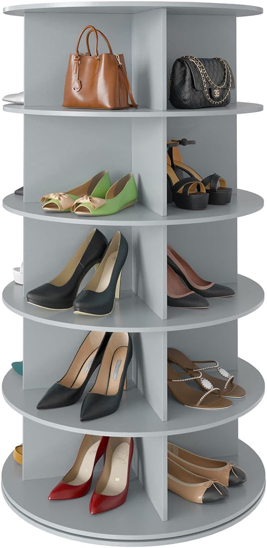 👜👠7 Tier Rotating Shoe Rack Tower, Spinning Shoe Display Lazy Susan, Revolving 360 Shoe Rack Storage Round Carousel