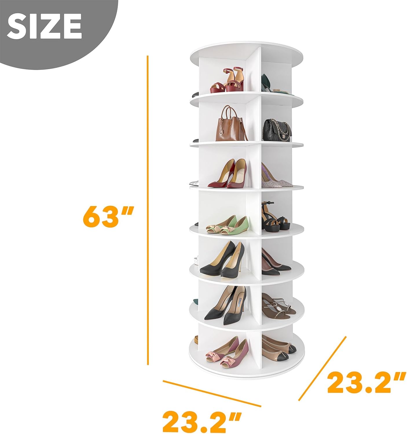 👜👠7 Tier Rotating Shoe Rack Tower, Spinning Shoe Display Lazy Susan, Revolving 360 Shoe Rack Storage Round Carousel