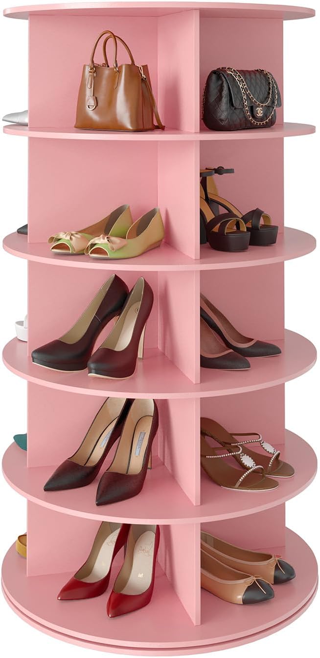 👜👠7 Tier Rotating Shoe Rack Tower, Spinning Shoe Display Lazy Susan, Revolving 360 Shoe Rack Storage Round Carousel