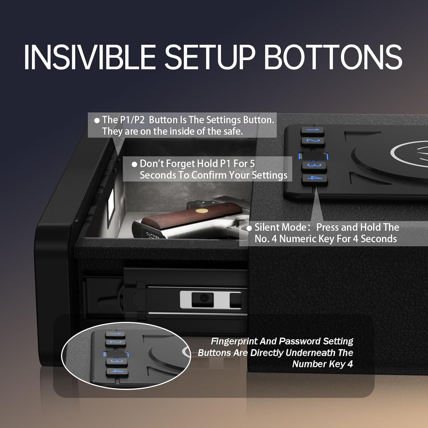 🔐Biometric Smart Safe with Wireless Charging & 24/7 Digital Display