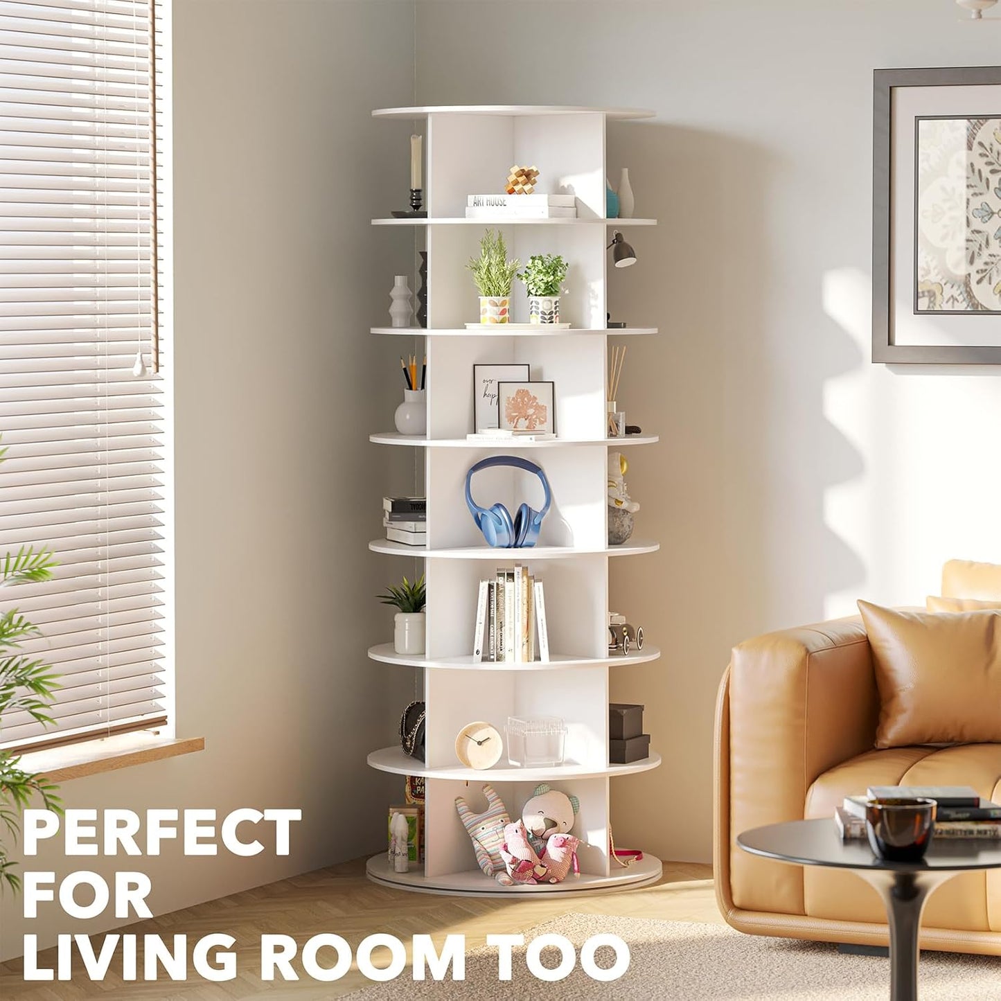 👜👠7 Tier Rotating Shoe Rack Tower, Spinning Shoe Display Lazy Susan, Revolving 360 Shoe Rack Storage Round Carousel
