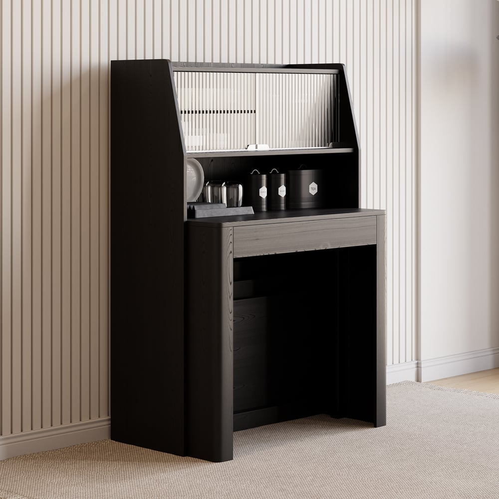 ✨Customer Reviews for Modern Extendable Black Dining Table with Storage Rectangle Sideboard Glass Door