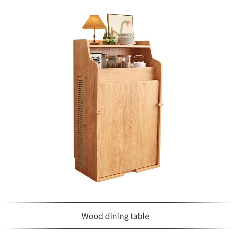 🌟Solid wood folding dining table, household small unit telescopic dining table, invisible storage, sideboard cabinet