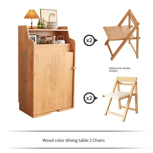 🌟Solid wood folding dining table, household small unit telescopic dining table, invisible storage, sideboard cabinet