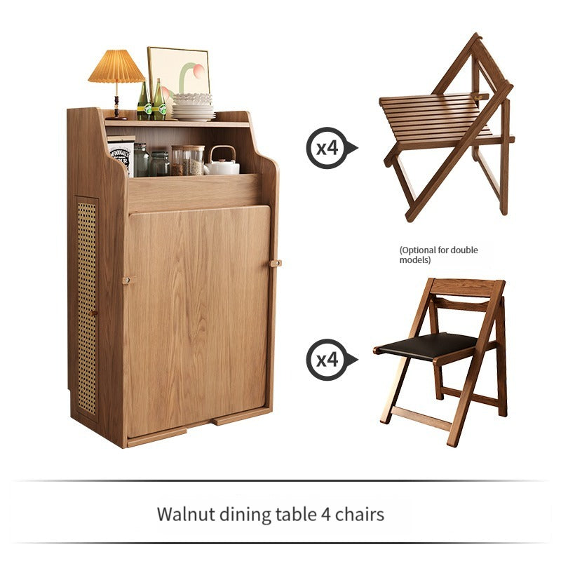 🌟Solid wood folding dining table, household small unit telescopic dining table, invisible storage, sideboard cabinet