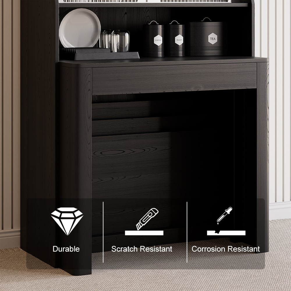 ✨Customer Reviews for Modern Extendable Black Dining Table with Storage Rectangle Sideboard Glass Door