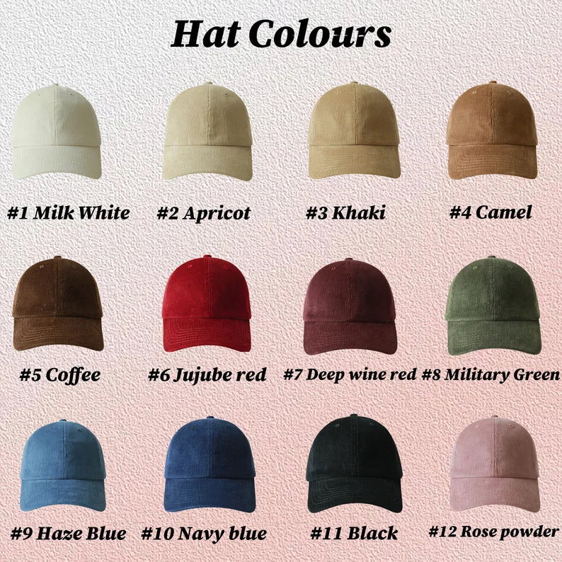 Personalized embroidered text or design corduroy warm soft top duck down hat - Customize personalized embroidered text - Give him/her a gift